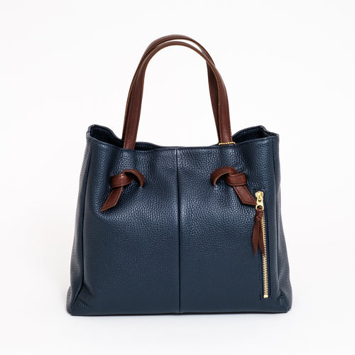 結び手提げトート シュリンク ネイビー