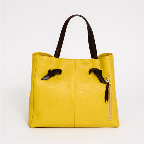 結び手提げトート シュリンク イエロー